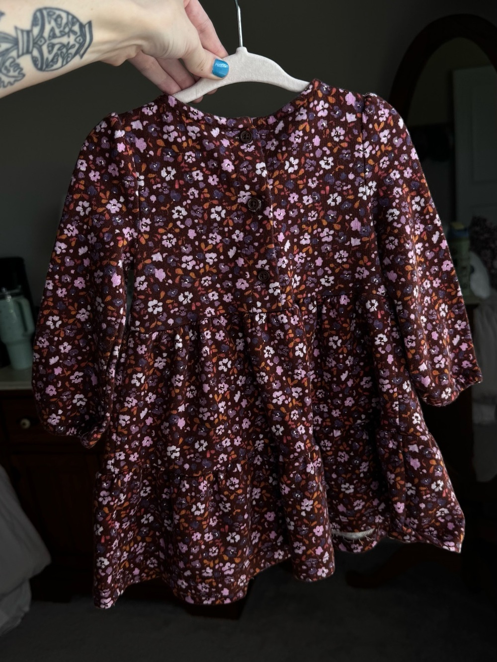 Carter's Brown Dress with Lilac & Rust Floral Print - Picture 3 of 4